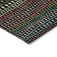 thumbnail image 4 of 10' X 14' Black Green And Gold Striped Washable Indoor Outdoor Area Rug, 4 of 5