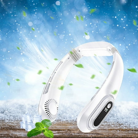 

UAEBM Wearable Neck Fan with 7000mAh Battery and USB Recharge Portable Personal Bladeless Fan for All-Day Cooling Ultra-Quiet Wearable Fan with Adjustable Wind Speeds White