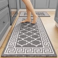 thumbnail image 3 of Findosom Kitchen Rugs Set 2 Piece, Non Slip Kitchen Floor Rugs with Rubber Backing,Machine Washable Geometric Absorbent Runner Rugs for Hallway Doormat,20"x32"+20"x48" Gray, 3 of 9