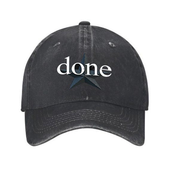 Vintage Distressed Baseball Cap for Men & Women - Curved Brim ' done ' with Star Design Casual Golf Dad Hat