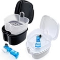 thumbnail image 2 of KALAKALA Black Denture Soaking Container Partial Denture Case, Orthodontic Retainer Cleaning Case Denture Cleaner Container Dentures Teeth Cup with Strainer and Lid Waterproof, 2 of 6