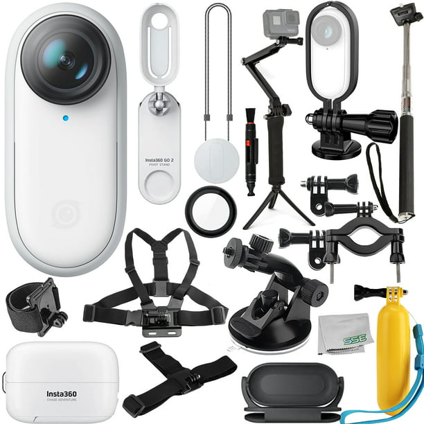 Insta360 GO 2 Action Camera with Deluxe Bundle - Includes: Action Camera  Frame Adapter for Insta360 GO2, Selfie Stick, Suction Cup Mount, Floating  