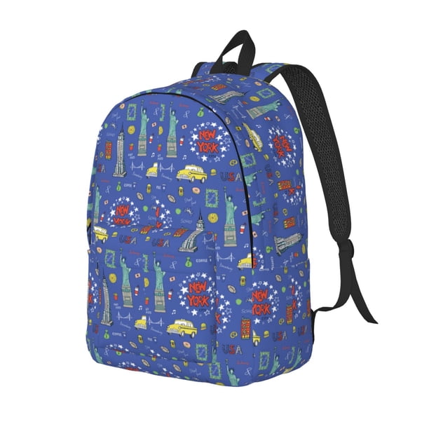 Disketp New-York City Mochila de Lona Estampada, Mochila Escolar de Viaje Ligera para Estudiantes y Portátil-Small
