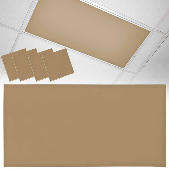 4 Pack Solid Color Fluorescent Light Covers for Ceiling Lights Khaki Magnetic Ceiling Light Covers Overhead Light Filters for Office Classroom Home