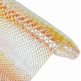 thumbnail image 1 of Tela de vinilo brillante espejada de 53 x 11,8 pulgadas, láminas de cuero sintético con relieve de piel de serpiente dorada, rollos de cuero holográfico con textura de serpiente, 1 of 9