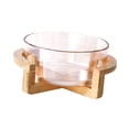 thumbnail image 4 of Cuenco para servir ensaladas Cuenco para comida con soporte de madera Cuenco elegante transparente para pasteles Cuenco para mezclar para bocadillos A, 4 of 9