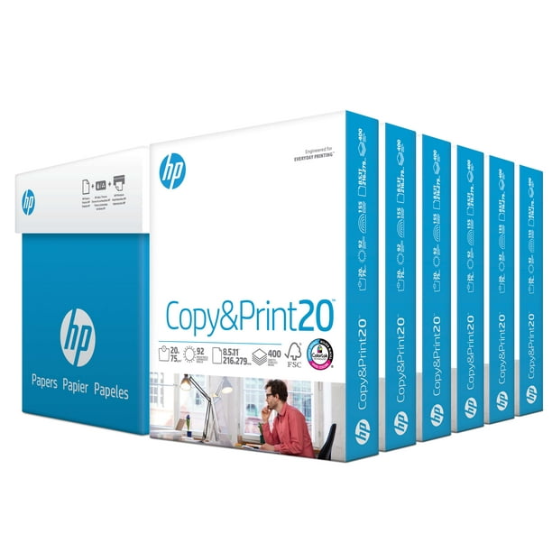kraan oog Adolescent HP Printer Paper - Copy And Print, 20 lb., 8.5" x 11", 2,400 Sheets, 6 Pack  - Walmart.com