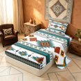 thumbnail image 2 of Manfei Tribal Aztec Twin Sheets, Boho Geometric Bedding, Teal, Orange and White, Black Reversible 3-Piece1 Flat Sheet + 1 Fitted Sheet + 1 Pillowcase, 2 of 6