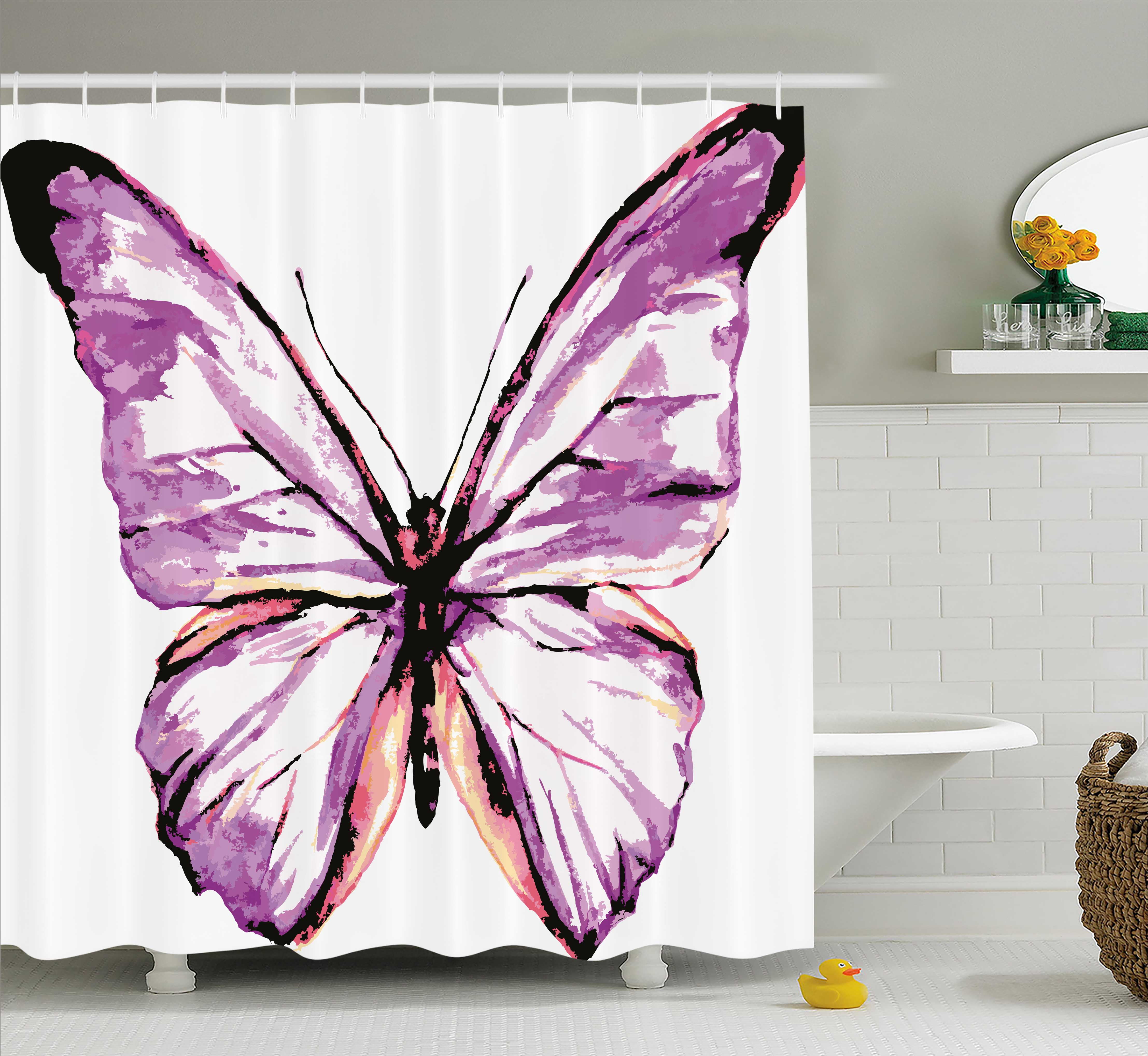 Animal Shower Curtain, Artistic Butterfly Design in Watercolors Wings ...