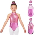 thumbnail image 5 of YiZYiF Kids Girls Sleeveless Sequins Bodysuit with Metallic Hairband Ballet Dance Leotard Performance Outfit Pink 6, 5 of 6