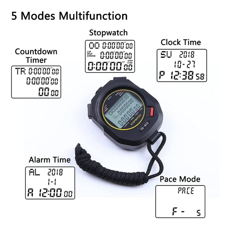Carevas Professional Digital Stopwatch Timer Waterproof Digital Handheld  LCD Timer Chronograph Sports Counter with Strap for Swimming Running  Football