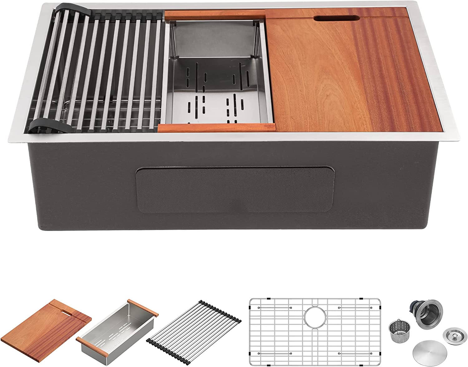 JSTCL Undermount Stainless Steel Kitchen Sink 30x18 Inch 16 Gauge