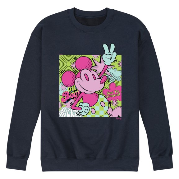 Disney - Mickey Peace Sign - Men's Crew Neck Fleece Pullover