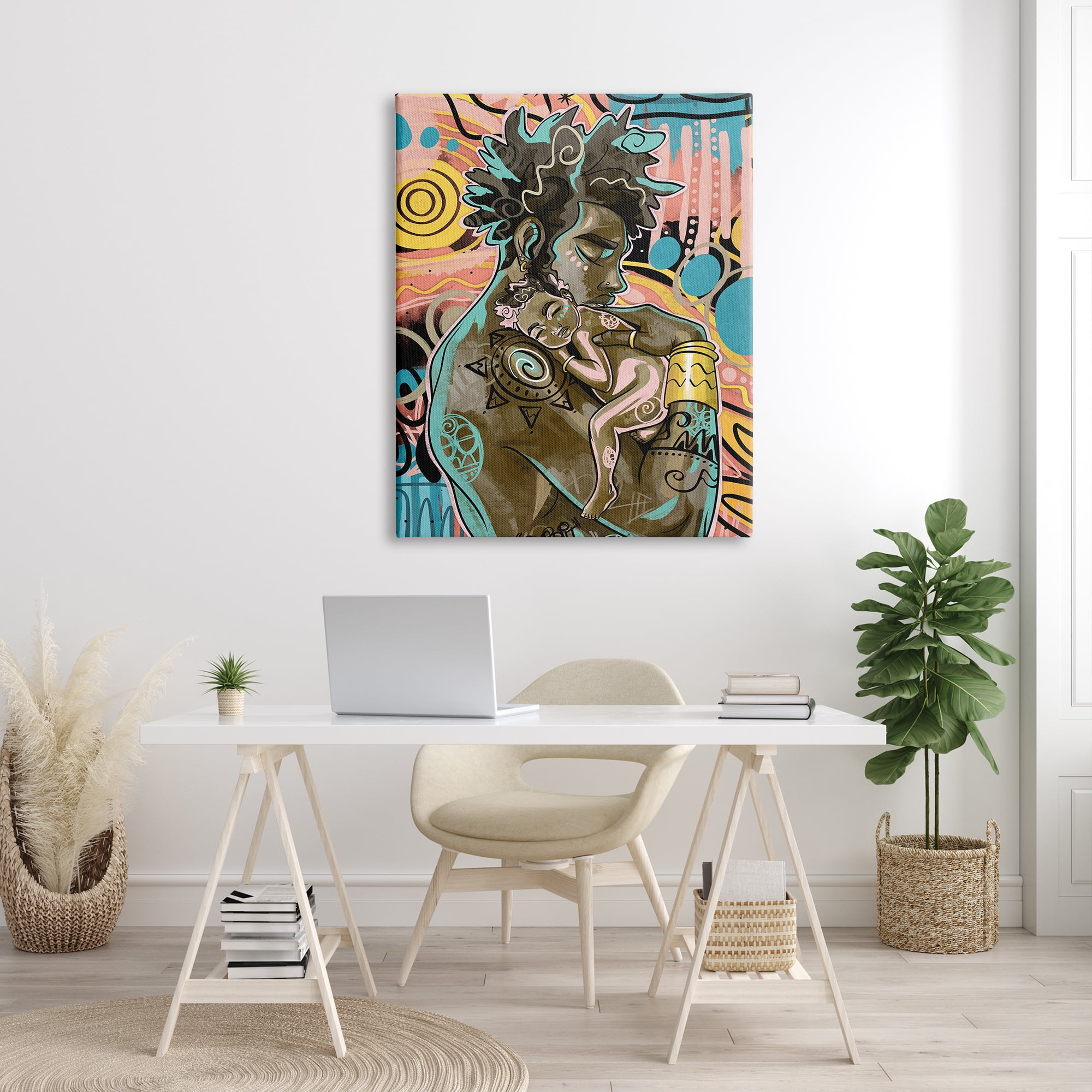 Stupell Indtries Father Holding Newborn Baby Bold Abstract Pattern,36 x 48,Design by Jtin Copeland