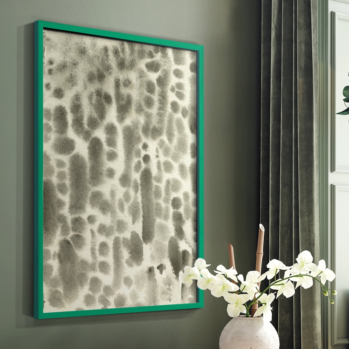 Watercolor Metric I Framed Print in Green Solid Wood 11 x 14 Framed Print