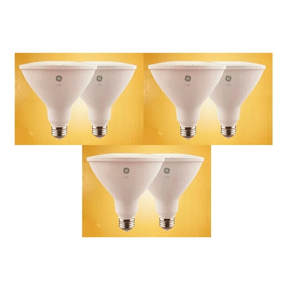 (6 bulbs) GE 48481 warm white LED PAR38 Outdoor / Indoor Spot Light, 15 watt, 1300 lumen, HD Light, medium base, 3000K Warm White