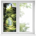 thumbnail image 2 of Forest Window Privacy Film, Nature Woodland Spring Scenic Green Trees Flower Static Cling UV Sun Blocking Tint Film Heat Control Windows Films for Bedroom Bathroom, Window Stickers 17.7"x39.3", 2 of 8