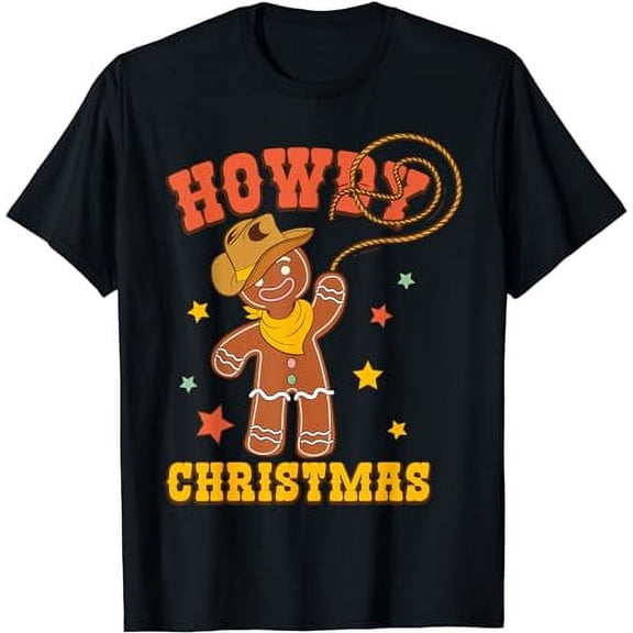 Howdy Christmas Gingerbread Retro Western Funny Cowboy T-Shirt