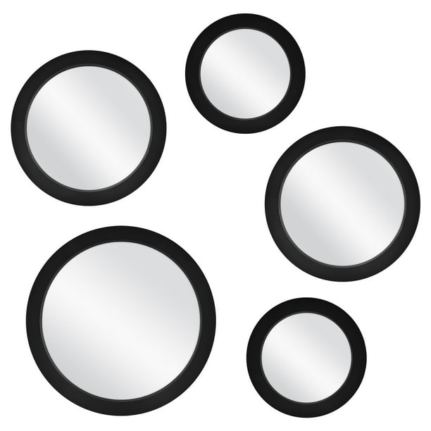 Mainstays 5Piece Circle Mirror Set, Black Finish, 7 Inch, 9 Inch, and