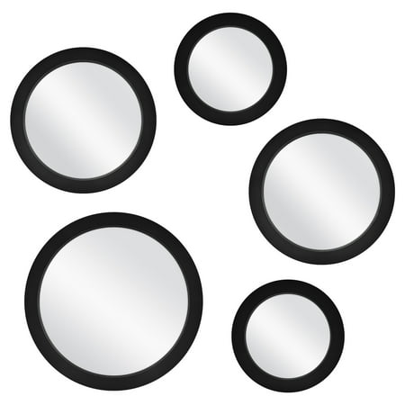 Mainstays 5-Piece Circle Mirror Set, Black Finish, 7 Inch, 9 Inch, and 11 Inch