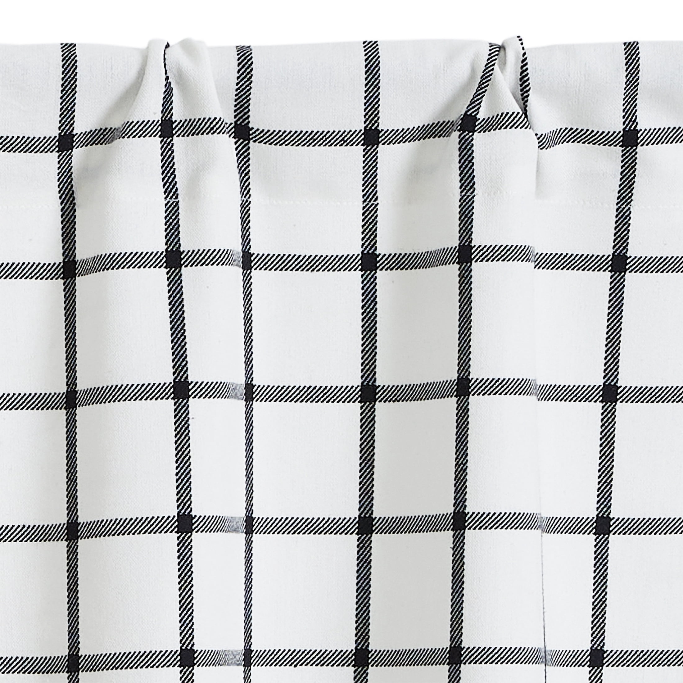 Better Homes & Gardens Willa Plaid Kitchen Curtain Tiers and Valance, 3-Piece Set, Ivory/Black, 60" W x 36" L