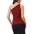 thumbnail image 3 of TOP SIN MANGAS DE UN HOMBRO PARA MUJER INSPIRAR CHIC TANK TOP DE VERANO CON CADENA BURDEOS L, 3 of 5