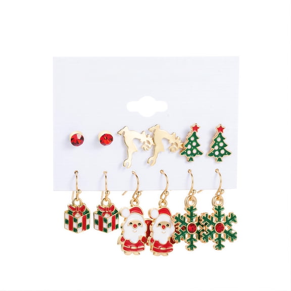 DESIGNICE Sterling Silver Earrings for Women - 6PCS Christmas Dangle Earrings Set