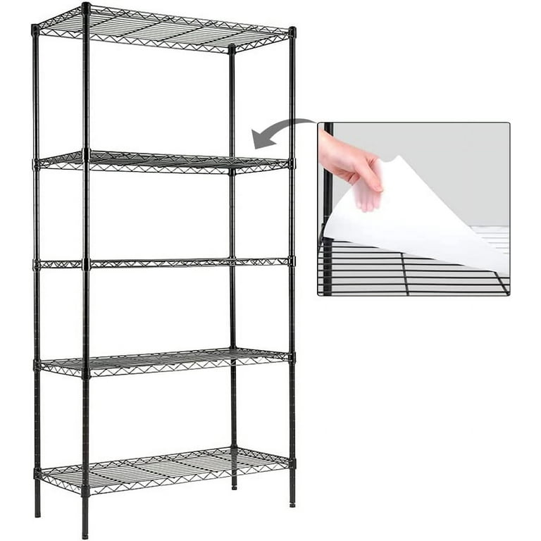 CAPHAUS 5-Tier Heavy Duty Adjustable Wire Shelving Unit - 30"W X 14"D X 60"H, Black Steel Storage Rack
