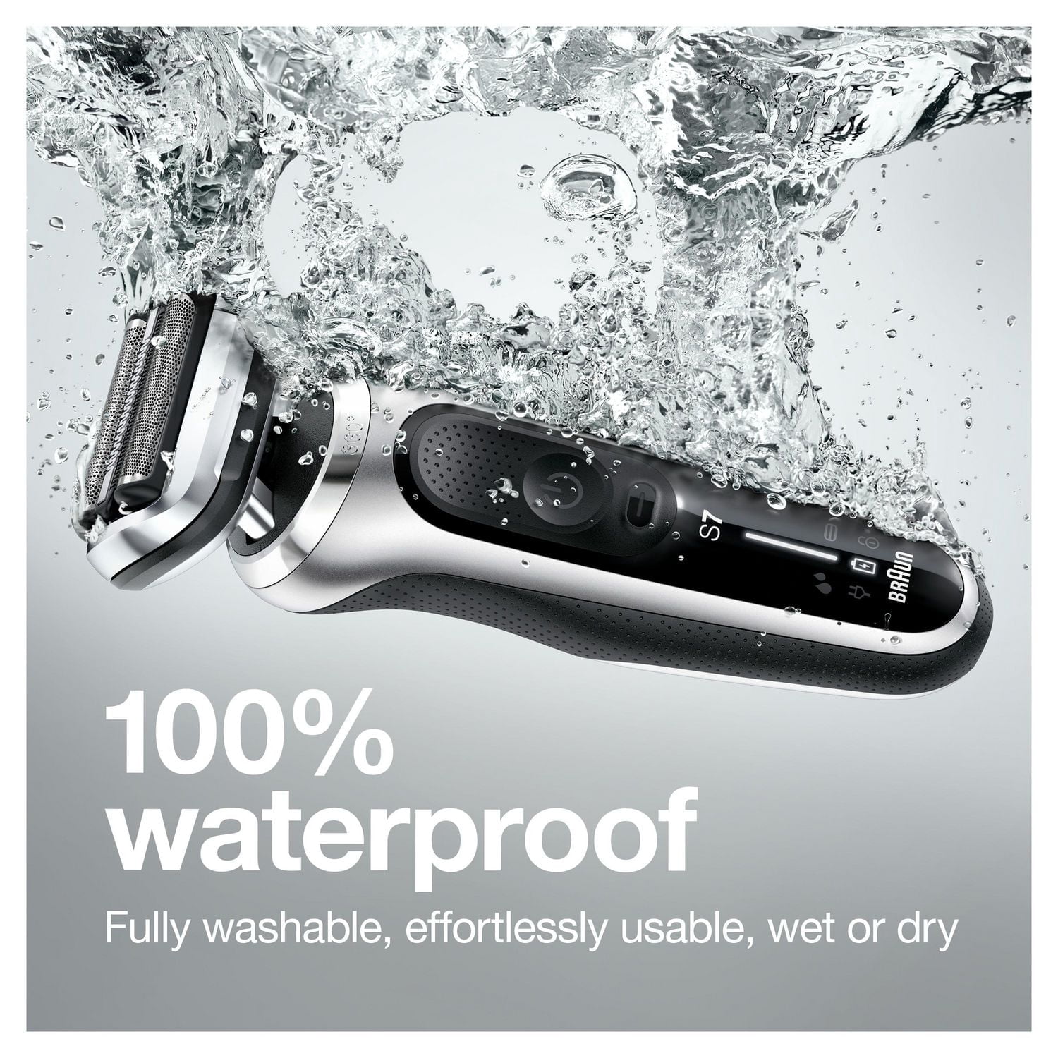 Braun Series 7 7020s Rasoir Électrique pour Hommes avec Tondeuse de Précision, Humide & Sèche, Rechargeable, Rasoir à Grille Sans Fil, Argent