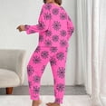 thumbnail image 5 of Plus Size Cute Pajamas for Women Set Crew Neck Pumpkin Ghost Graphic Sleepwear Long Sleeve Pjs Halloween Outfits Hot Pink 5XL, 5 of 6