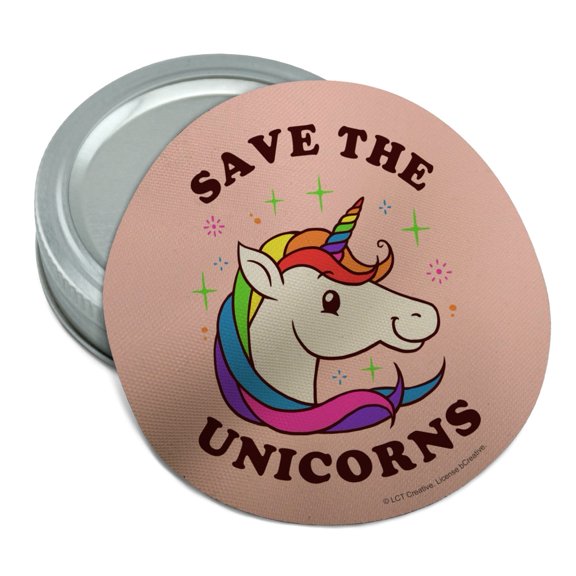 Save the Unicorns Rainbow Funny Humor Round Rubber Non-Slip Jar Gripper Lid Opener