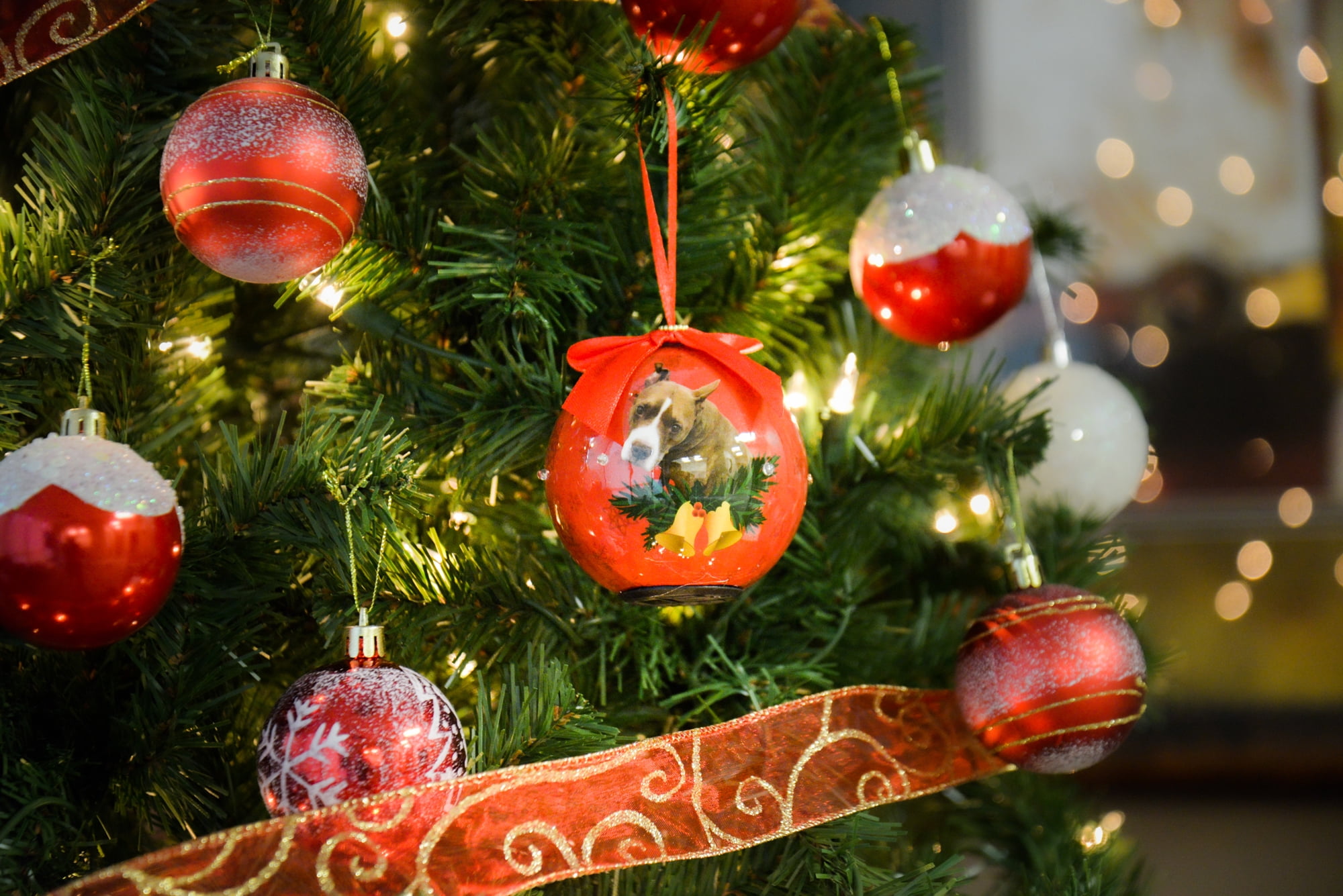 Dog Collection Twinkling Lights Christmas Ball Indoor Decorative Ornament