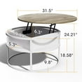 thumbnail image 3 of Easy4Home Lift-Top Coffee Table Round Center Table with Hidden Compartment Storage Shelf, Light Brown & White, 3 of 7
