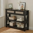 thumbnail image 2 of 39.3" Black Entryway Table with X-Shaped Stable Design and Metal Handles, 2 of 7