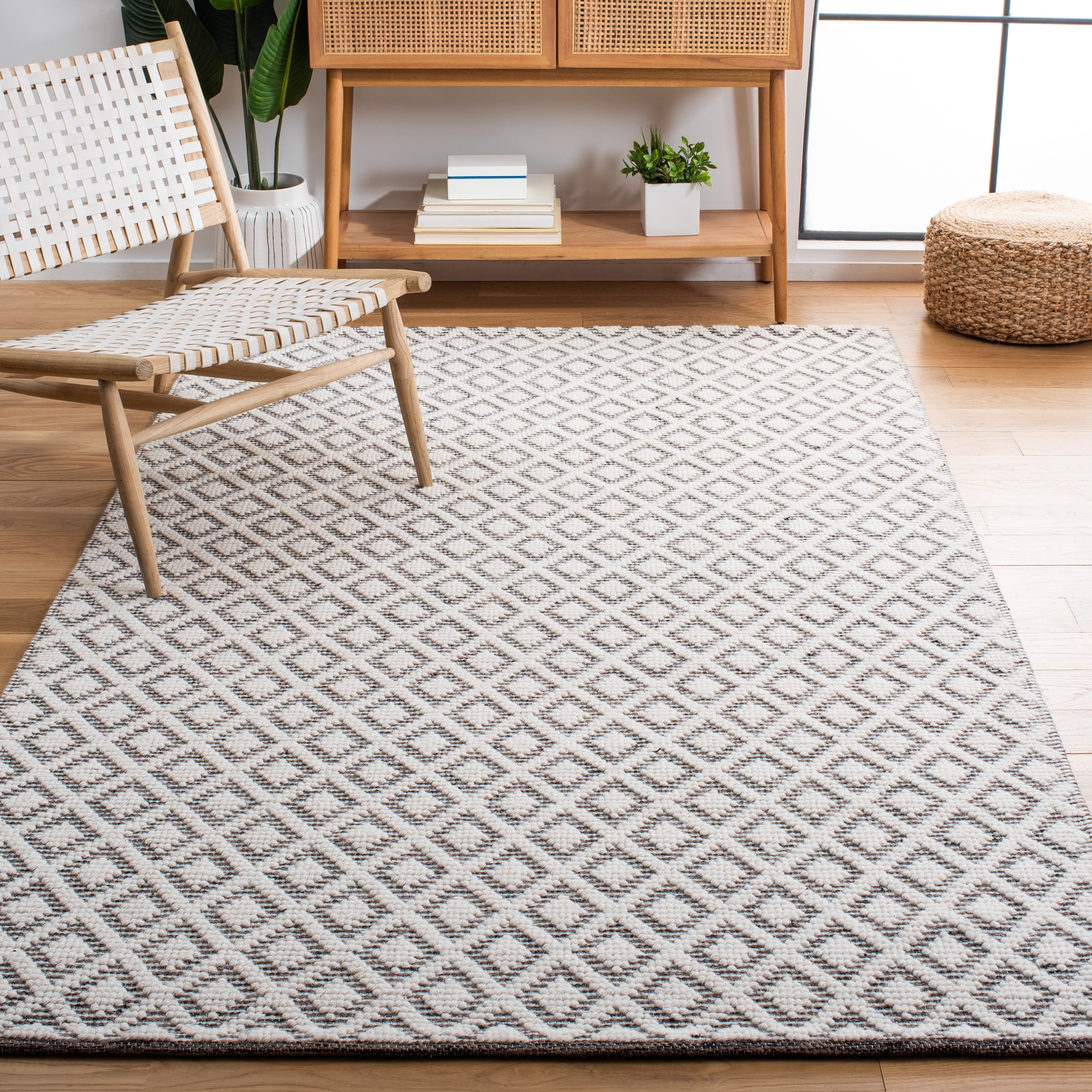 SAFAVIEH Vermont Thurstan Geometric Wool Area Rug, 5' x 8', Ivory/Brown