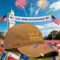 thumbnail image 2 of 3PCS 250th Anniversary USA Baseball Cap,Adjustable Retro Embroidered Hat for Men Women Gifts (Brown), 2 of 6