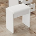 thumbnail image 3 of UGTOO 35.4" White Makeup Vanity Desk with LED Mirror, Solid Wood Frame, 5-Drawer Dressing Table, Gold Handles, 3 of 15