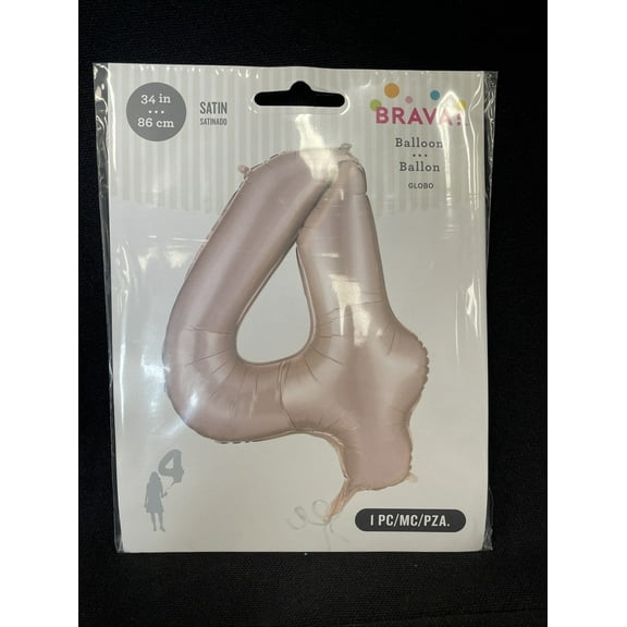 BRAVA! Number 4 Foil Satin 34” Balloon
