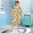 thumbnail image 5 of FORMRS Niños Bathrobe Unisex Hooded Robe Soft Plush Pajamas Sleepwear, Size 4-6T, Beige Leaves, 5 of 7