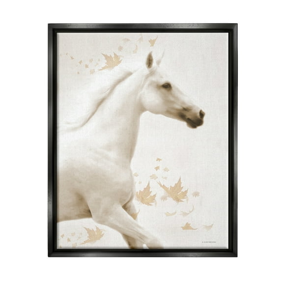Stupell Industries Modern Horse & Leaves Animals & Insects Painting Black Floater Framed Art Print Wall Art, 17 x 21