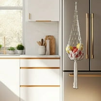 HOZVOMI Hand-Woven Bohemian Kitchen Storage Rack - Decorative Fruit & Vegetable Hanging Basket, White Net Bag for Space-Saving Organization | Unique Gift Idea