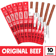 Chomps Beef Jerky Sticks, Original Beef, Keto Snack, Meat Sticks, Paleo Friendly, Sugar Free, Grass Fed, 10ct 1.15oz
