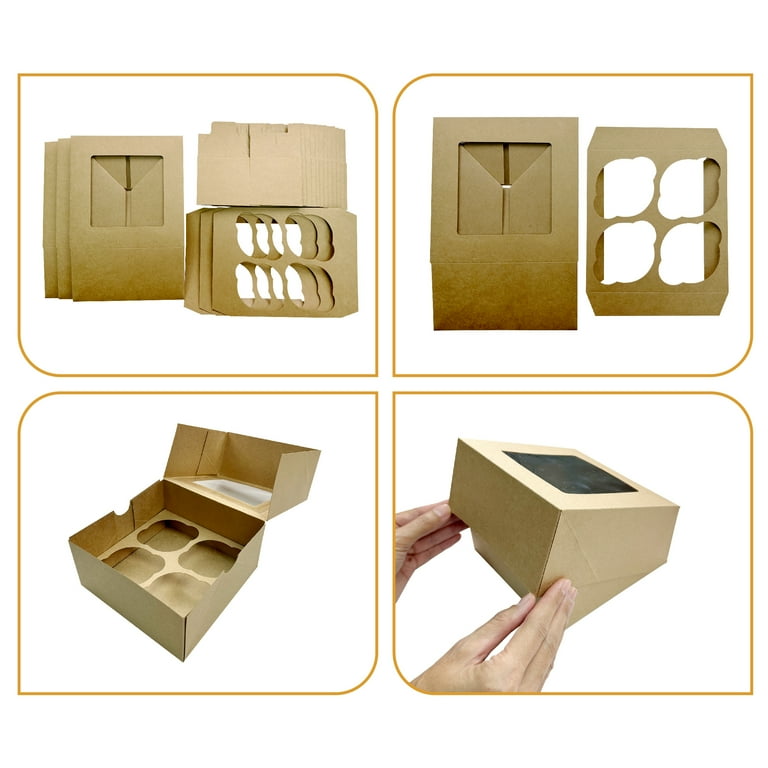 Way To Celebrate! 6.25x6.25x3 inch Kraft Treat Boxes with Window, 3-Count