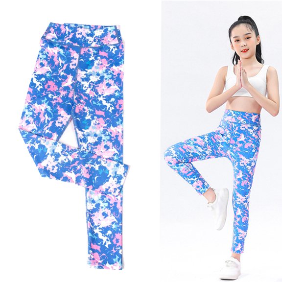 URMAGIC Toddler Baby Girls High Waist Floral Stretch Leggings Kids Soft Ankle Length Tights Pants 3-12 Years