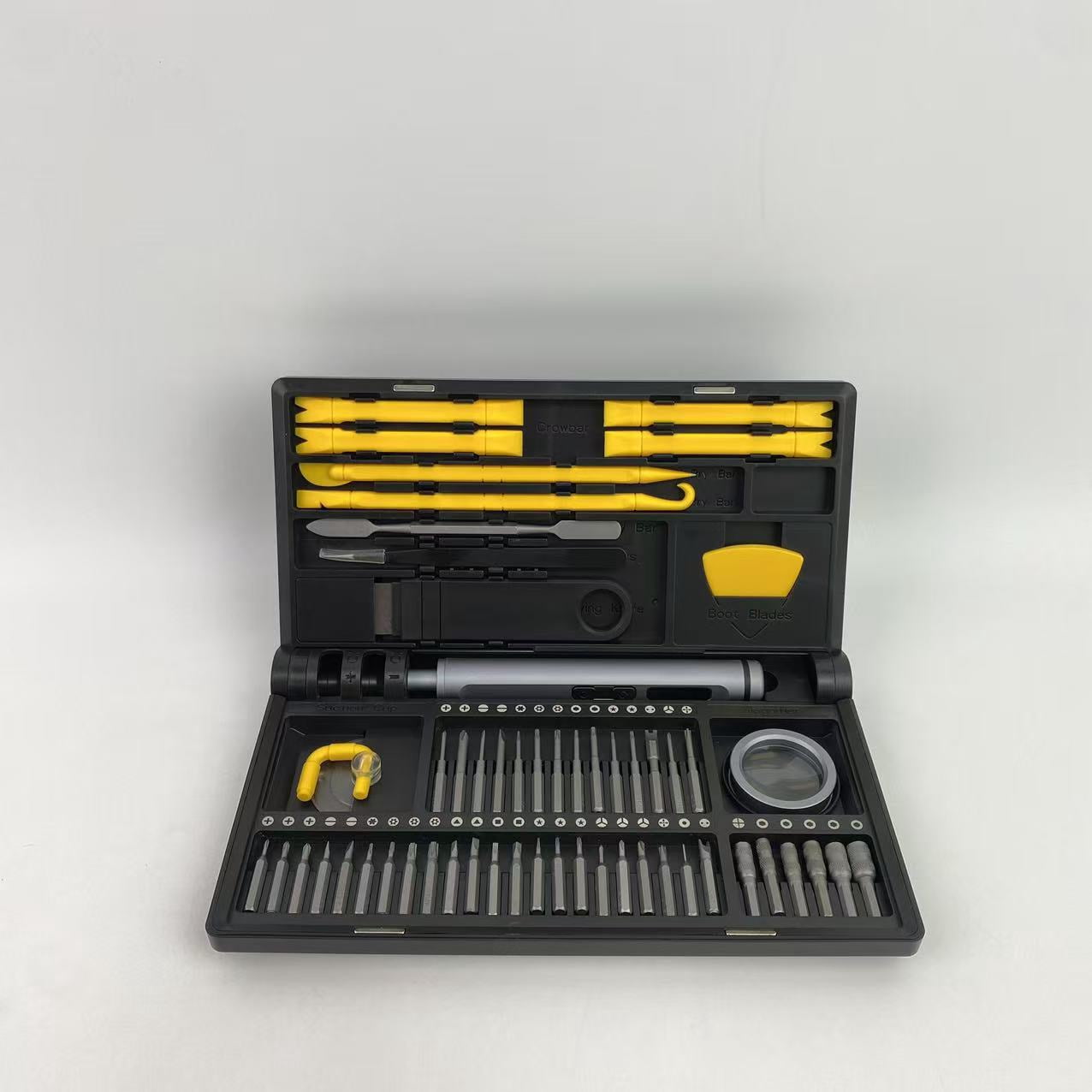 REKIN PRO Screwdrivers, electric,Mini Electric Screwdriver, 54 in 1 Precision Screwdriver Set 42 Magnetic Bits, 4 LED, 5 Torque Small Power -Grey