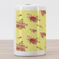 thumbnail image 3 of Rose Ceramic Toothbrush Holder, Old Fashioned Pattern Feminine Romantic Bouquets Corsage on Dotted Backdrop, Decorative Versatile Countertop for Bathroom, 4.5" X 2.7", Yellow Coral Green, 3 of 4