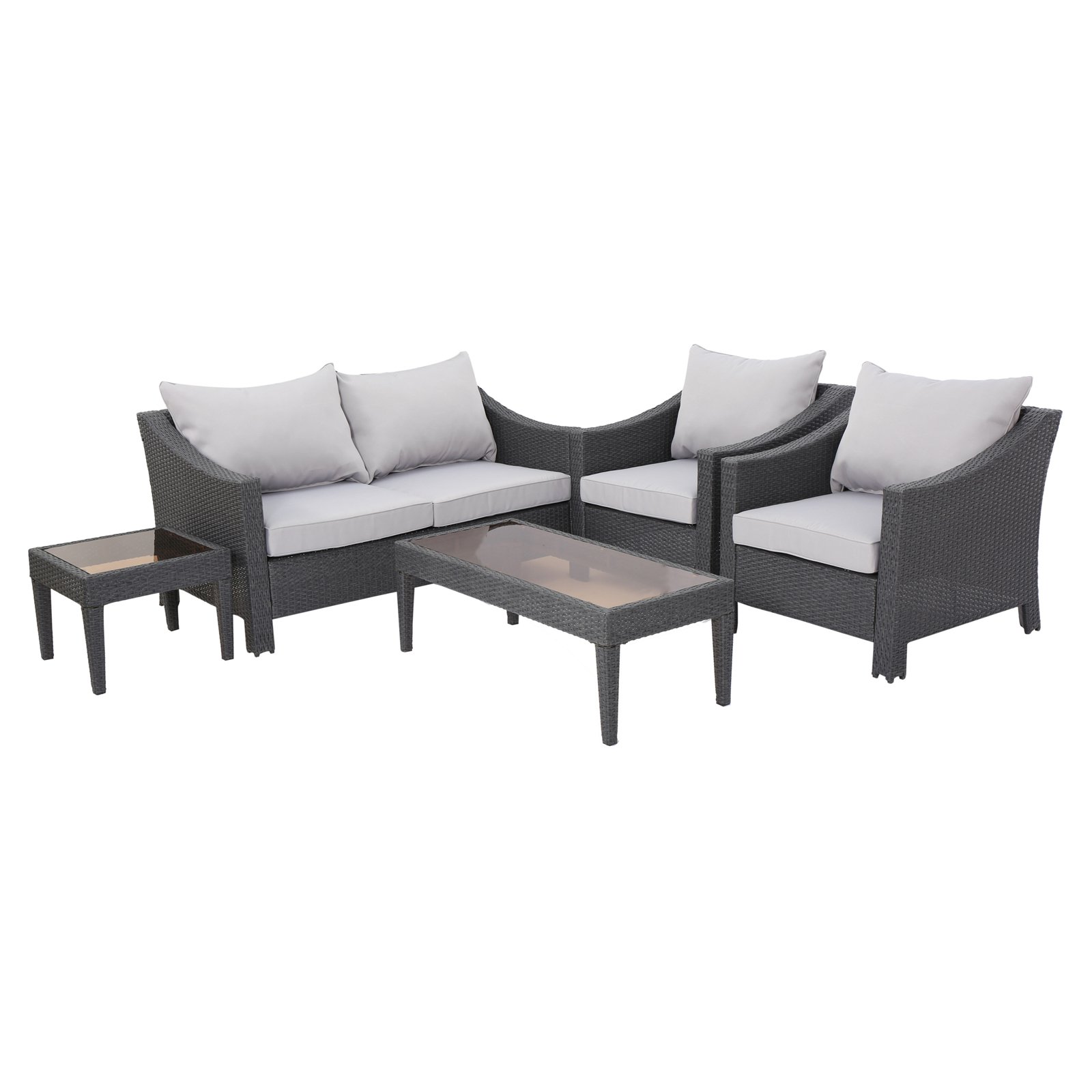 Destiny Wicker 5 Piece Patio Conversation Set Walmart Com