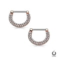 thumbnail image 4 of Nipple Rings Clickers Ion Plated 16ga or 14ga with Double Paved Crystals 1 Pair, 4 of 7