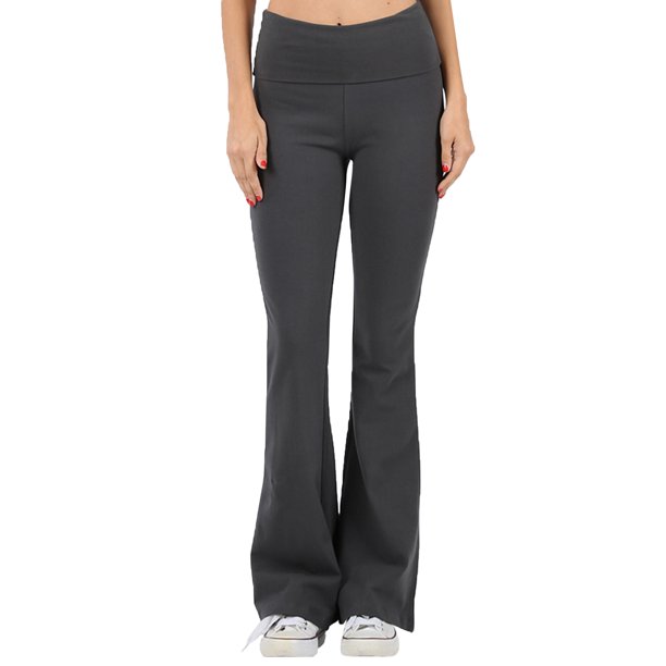 KOGMO Women's Premium Cotton Flared Fold Over Yoga Pants Exercise Pants (S3X)