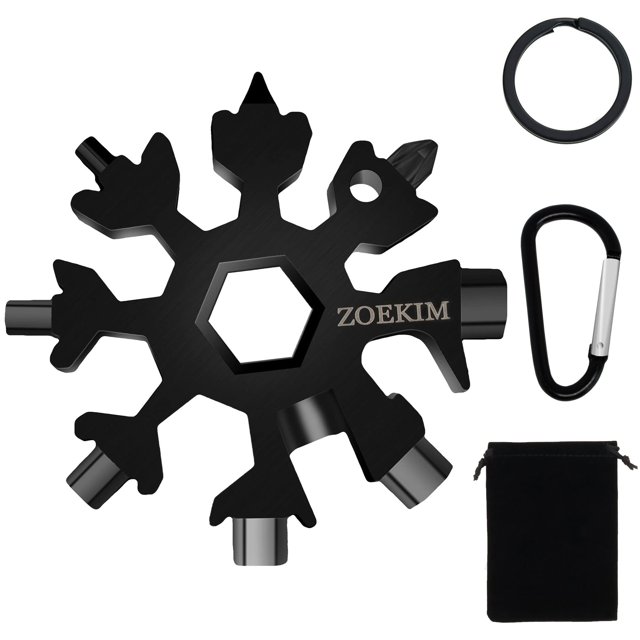 ZOEKIM 18-in-1 Snowflake Multitool, Stainless Steel Snowflakes Multitool Keychain, Combination Bottle Opener Incredible Tool